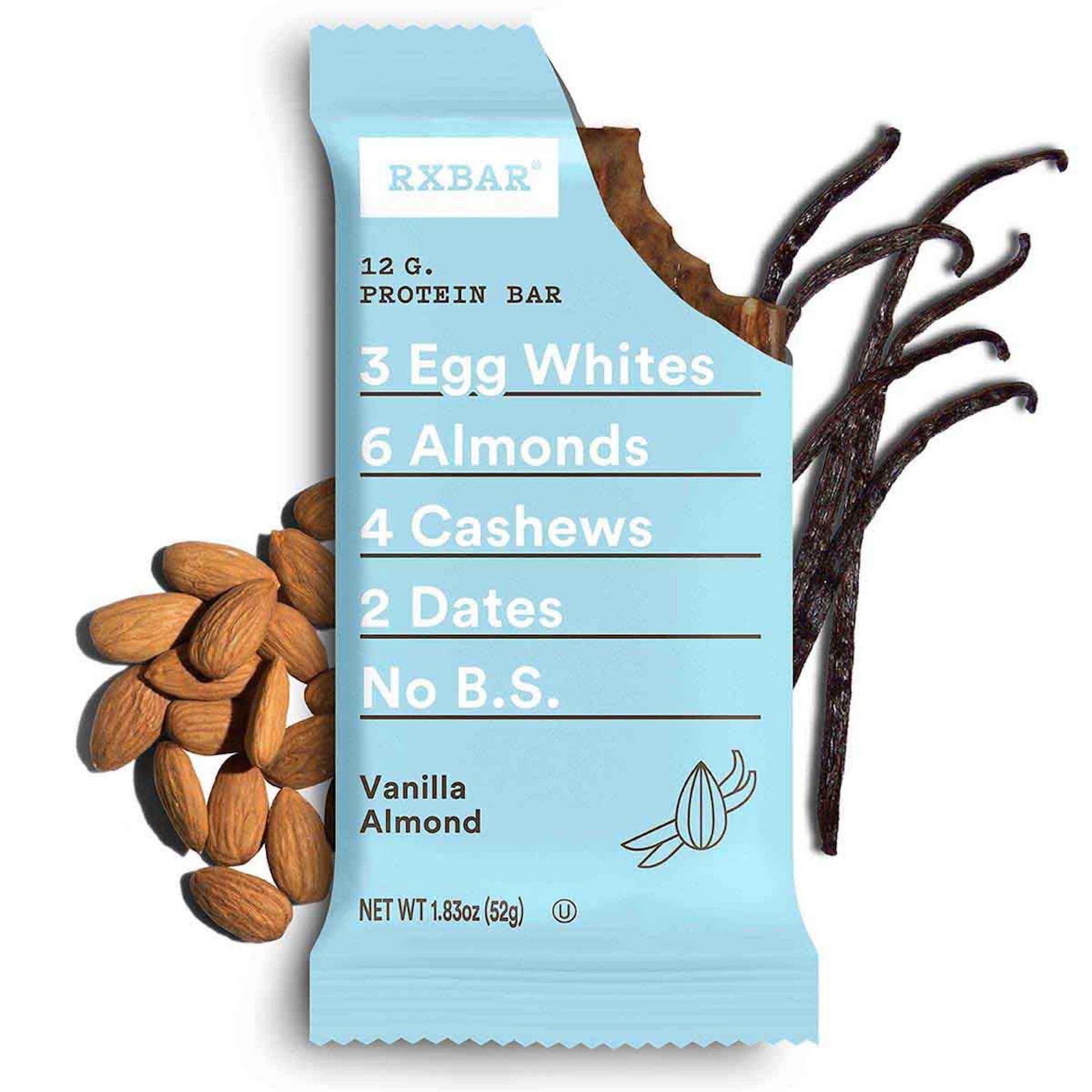 slide 3 of 5, RXBAR Protein Bars, 12g Protein, Gluten Free Snacks, Vanilla Almond, 9.15oz, 5 Bars, 9.1 oz