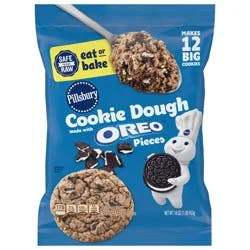 Pillsbury Refrigerated Cookie Dough, Eat or Bake, Made with OREO Pieces, Makes 12 Big Cookies, 16 oz