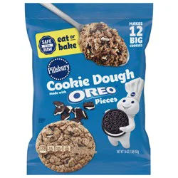Pillsbury Refrigerated Cookie Dough Made With OREO Pieces, Eat or Bake, 12 Big Cookies, 16 oz