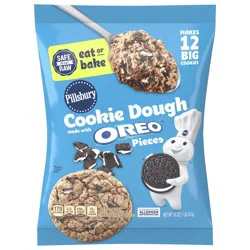 Pillsbury Refrigerated Cookie Dough, Eat or Bake, Made with OREO Pieces, Makes 12 Big Cookies, 16 oz