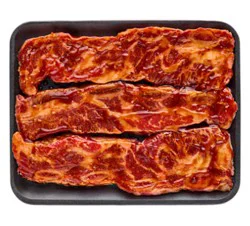 Usda Choice Beef Flanken Rib Bi Bourbon Pepper Marinadd Up To 10% Solution - Lb