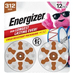 Energizer Hearing Aid Zinc Air 312 Batteries - 12 Count