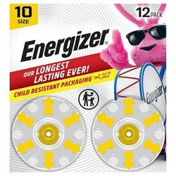 Energizer Hearing Aid Zinc Air 10 Batteries - 12 Count