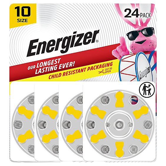slide 1 of 1, Energizer Hearing Aid Zinc Air 10 Batteries - 24 Count, 24 ct