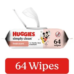 Huggies Simply Clean Fresh Scent Baby Wipes Flip-Top Pack 64 Wipes Total - Each