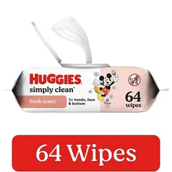 Huggies Simply Clean Fresh Scent Baby Wipes Flip-Top Pack 64 Wipes Total - Each