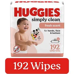 Huggies Simply Clean Fresh Scent Baby Wipes 3 Flip-Top Packs - 192 Wipes