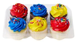 Cupcakes Assorted W/traditional Icing 6 Count Frozen - Each