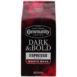 Community Coffee Dark & Bold Espresso Roast Extra Dark Roast Whole Bean 11 Oz Bag - 11 Oz