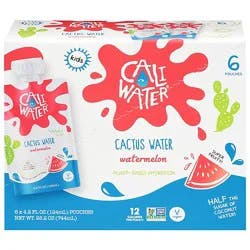 Caliwater Watermelon Cactus Water Pouches - 6-4.2 Fl. Oz.