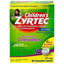 Zyrtec Childern Allergy D F Chews Grape 48ct Ages 6 - 48 Ct