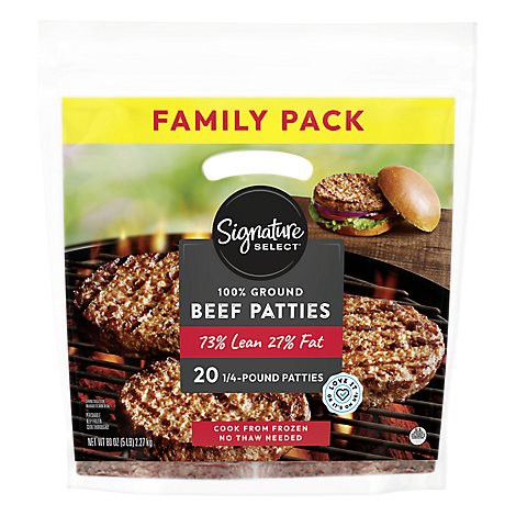 slide 1 of 1, Signature Select Beef Patties 73% Lean 27% Fat 80 Oz - 80 OZ, 80 oz