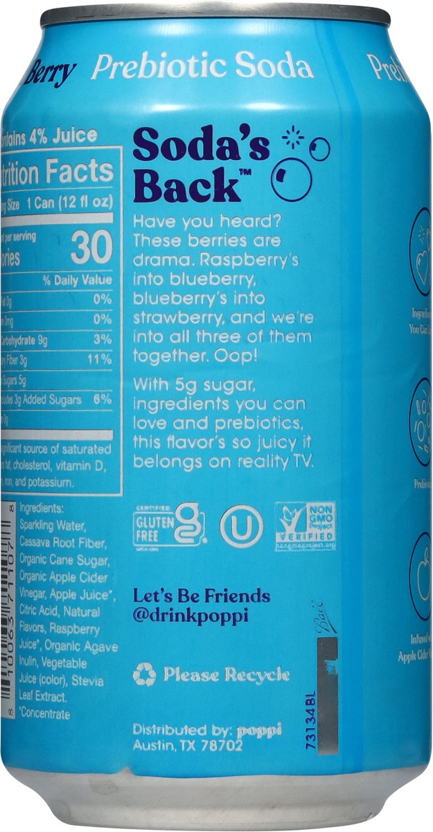 slide 13 of 13, Poppi Prebiotic Wild Berry 12fz - 12 Fz, 12 fl oz