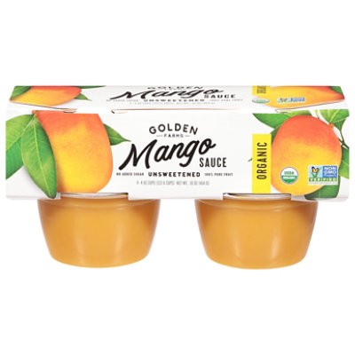 slide 1 of 1, Golden Farms Sauce Mango Cup Organic 4 Pk - 4-4 Oz, 16 oz