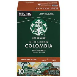 Starbucks K-Cups Medium Roast Ground Columbia Coffee 10ct Coffee Pods 4.2oz Box - 10 Ct