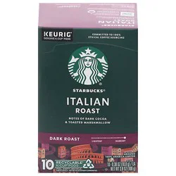 Starbucks K-Cups Dark Roast Ground Italian Roast Coffee Pods Box 10 Count - 4.2 Oz