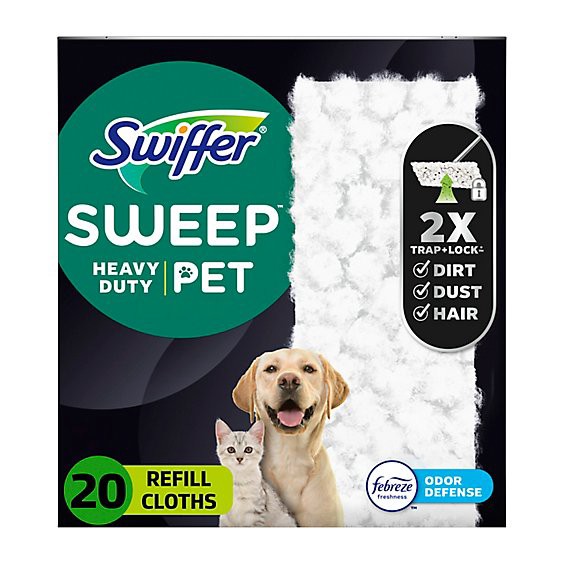 slide 1 of 1, Swiffer Pet Heavy Duty Dry Sweeping Cloths Refill With Febreze Freshness Odor Defense - 20 Ct. - 20 Ct, 20 ct