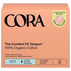 Cora Organic Cotton Tampons Regular - 32 Ct