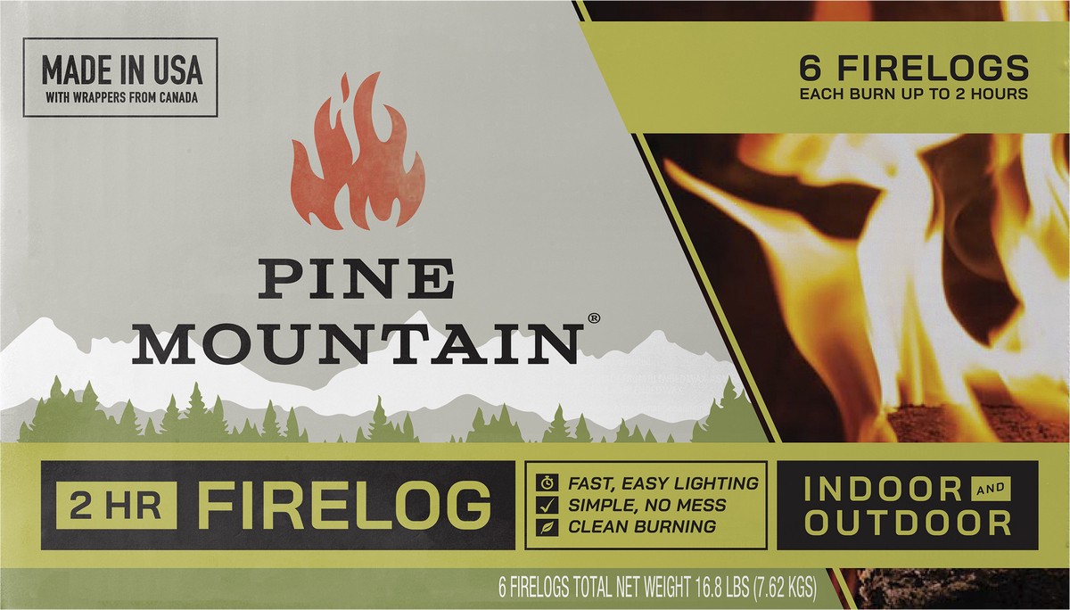 slide 3 of 7, Pine Mountain Firelogs 2-Hour Fire - 6 Count, 6 ct