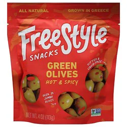 Freestyle Hot & Spicy Green Olives Pouch - 4 Oz