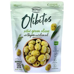 Olibites Thyme & Evoo Pitted Green Olives - 6 Oz