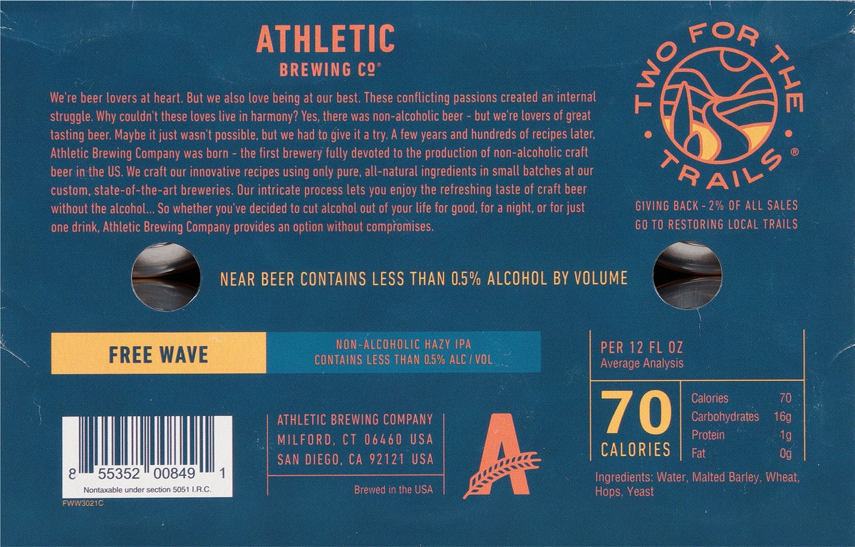 slide 4 of 9, Athletic Brewing Co Beer, 6 ct; 12 oz