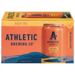 Athletic Brewing Beer, Hazy IPA, Free Wave, 6 Pack