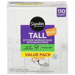 Signature Select Trash Bags Kitchen Flex Value Pack 110 Bags - 110 Ct