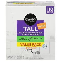 Signature Select Trash Bags Kitchen Flex Value Pack 110 Bags - 110 Ct