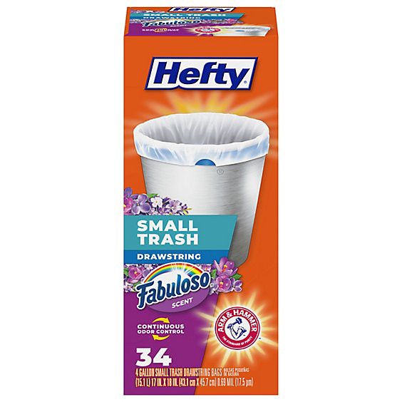 slide 1 of 1, Hefty Drawstring Small Trash Wastebags 4 Gallon White 15 Pack 34 Count - 34 Ct, 34 ct