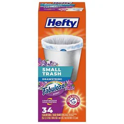 Hefty Drawstring Small Trash Wastebags 4 Gallon White 15 Pack 34 Count - 34 Ct