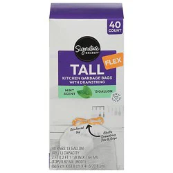 Signature Select Trash Bags Kitchen Flex Mint 40 Bags - 40 Ct