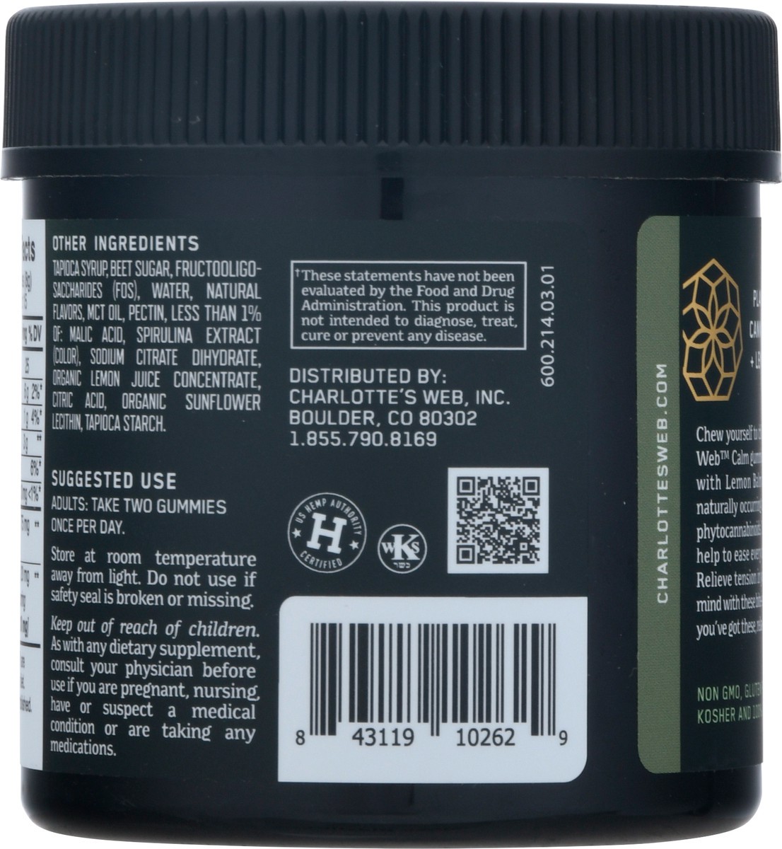 slide 8 of 13, Charlotte's Web Lemon Lime Hemp Extract Infused Calm Gummies, 1 ct