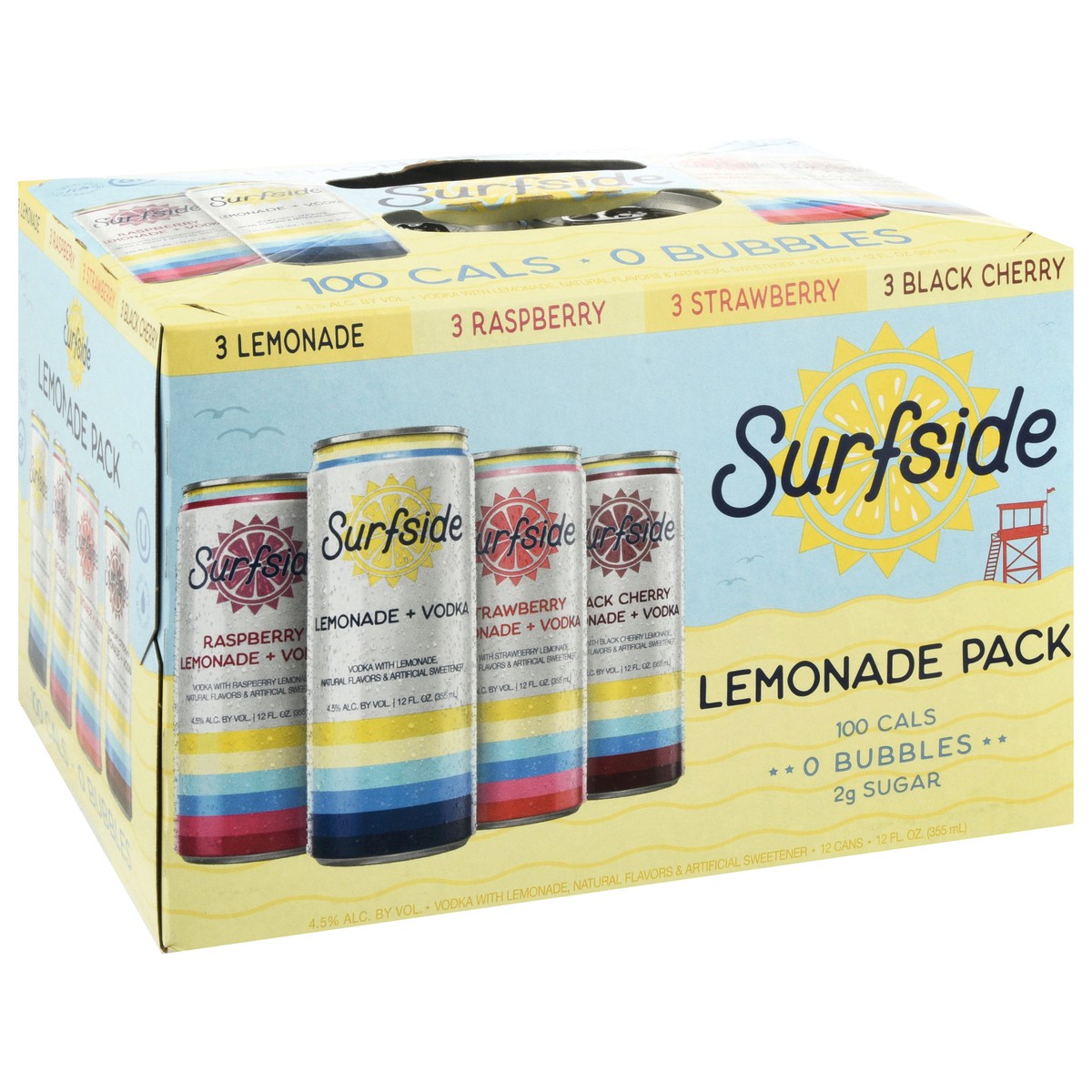 slide 4 of 4, Surfside Assorted Vodka Lemonade Pack 12 - 12 fl oz Cans, 12 ct