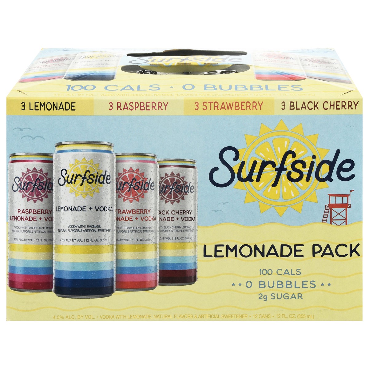 slide 1 of 4, Surfside Assorted Vodka Lemonade Pack - 12 fl oz, 12 ct
