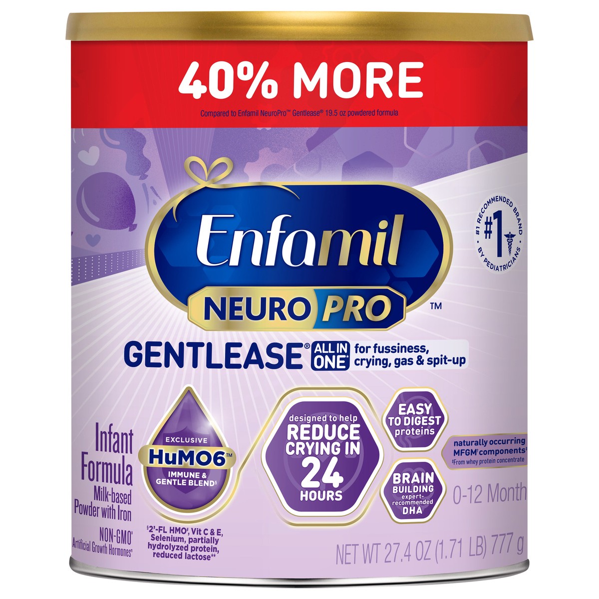 slide 1 of 3, Enfamil NeuroPro Gentlease 0-12 Months Milk-Based Powder with Iron Infant Formula 27.4 oz, 27.4 oz