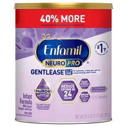 Enfamil NeuroPro Gentlease Baby Formula, Designed to Reduce Fussiness, Crying, Gas & Spit-up in 24 Hrs, has Prebiotics to Promote Softer Stools, 27.4 Oz