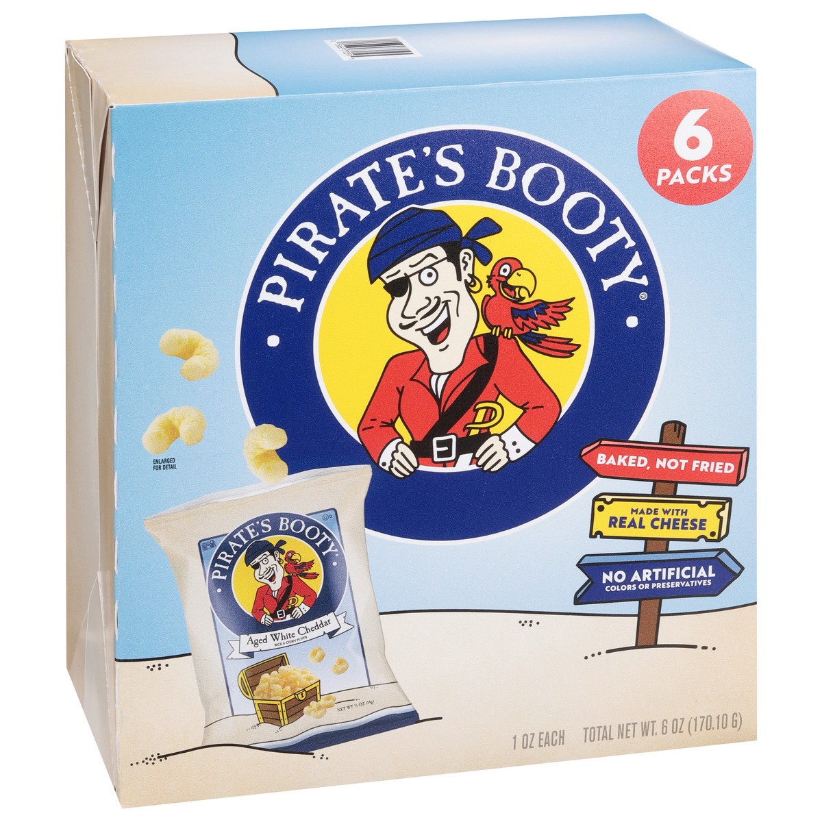 slide 12 of 15, Pirate's Booty Aged White Cheddar Rice & Corn Puffs 6 - 1 oz Bags, 6 ct