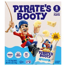 Pirate's Booty Aged White Cheddar Rice & Corn Puffs 6 - 1 oz Bags