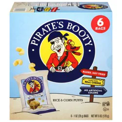 Pirate's Booty Aged White Cheddar Rice & Corn Puffs 6 - 1 oz Bags