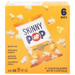 SkinnyPop Dairy Free White Cheddar Popcorn 6 - 0.65 oz Bags