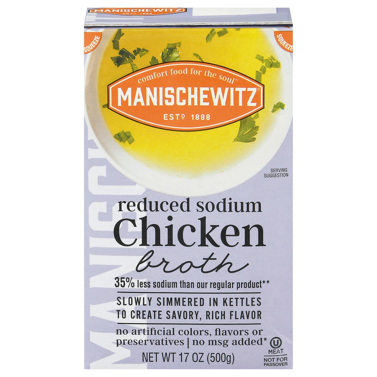 slide 1 of 9, Manischewitz Reduced Sodium Chicken Broth 17 oz, 17 oz