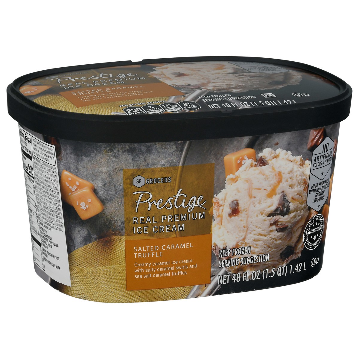 slide 2 of 14, Prestige Real Premium Ice Cream Salted Caramel Truffle, 48 oz