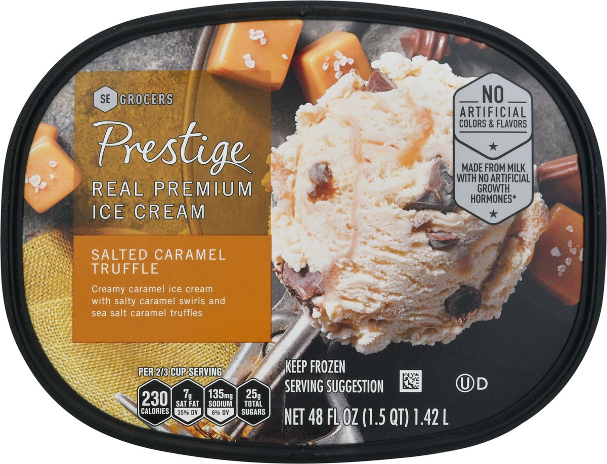 slide 13 of 14, Prestige Real Premium Ice Cream Salted Caramel Truffle, 48 oz