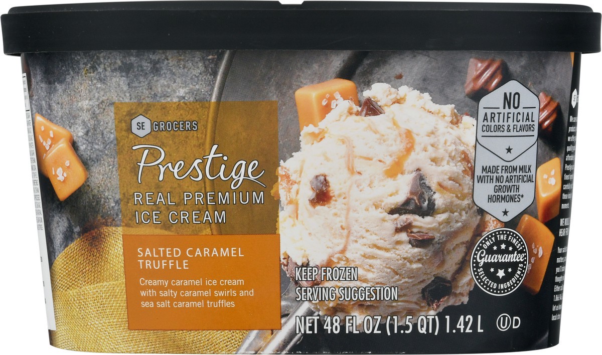 slide 6 of 14, Prestige Real Premium Ice Cream Salted Caramel Truffle, 48 oz