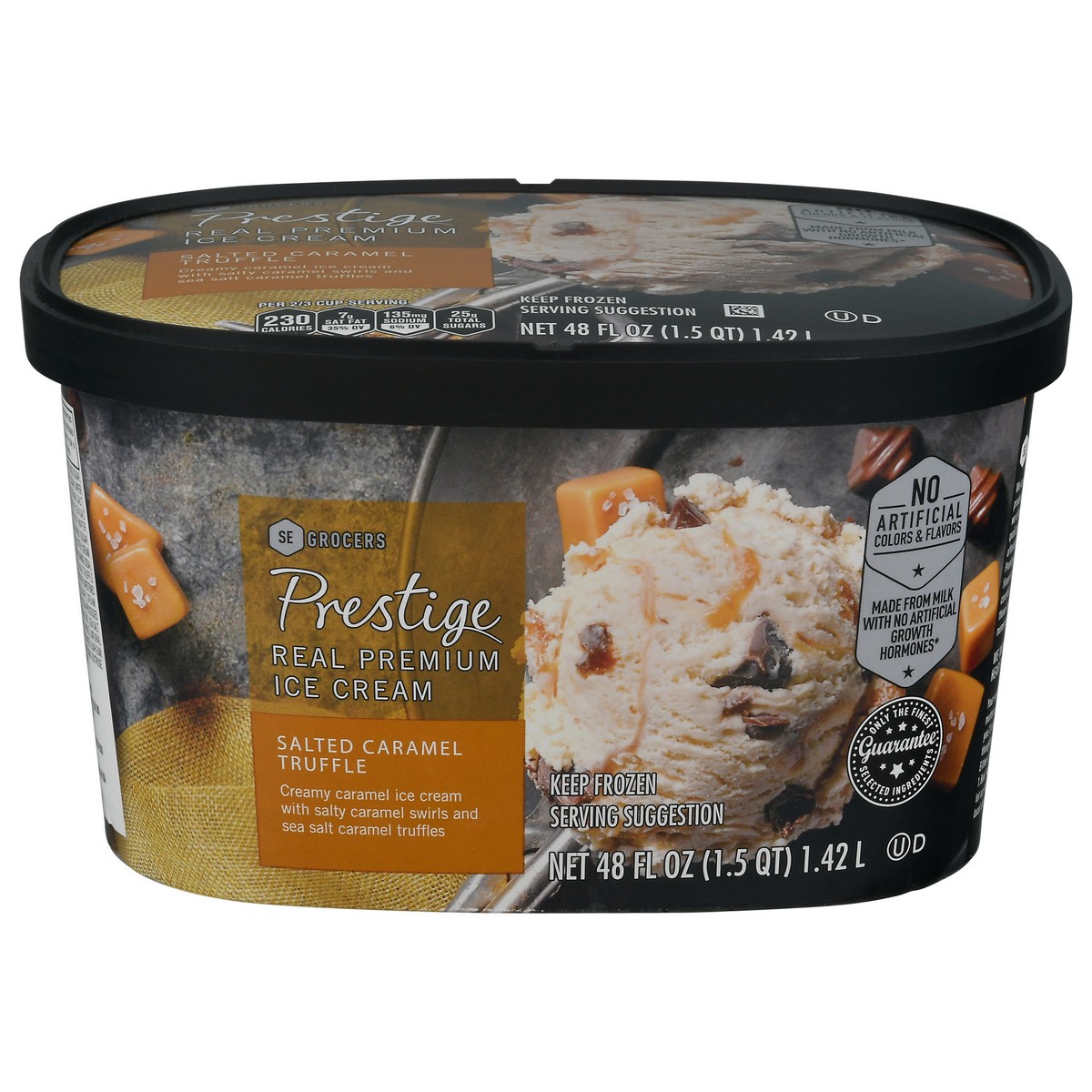 slide 3 of 14, Prestige Real Premium Ice Cream Salted Caramel Truffle, 48 oz