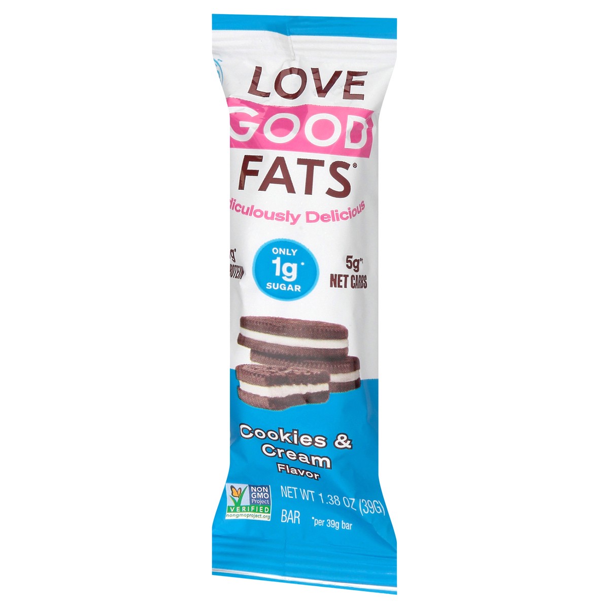 slide 6 of 12, Love Good Fats Cookies & Cream Flavor Bar 1.38 oz, 1.38 oz