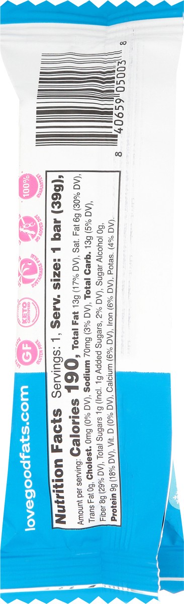 slide 4 of 12, Love Good Fats Cookies & Cream Flavor Bar 1.38 oz, 1.38 oz