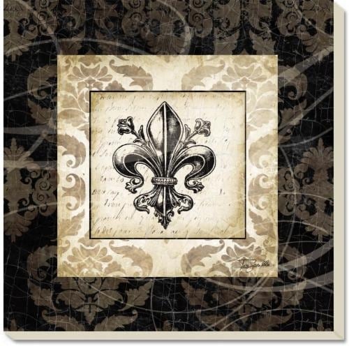 slide 1 of 1, Counter Art Fleur-De-Lis Coaster - Ivory/Black, 1 ct