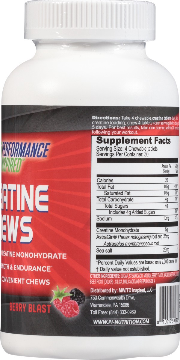 slide 9 of 12, Performance Inspired Nutrition Berry Blast Creatine Chews 120 Tablets, 120 ct
